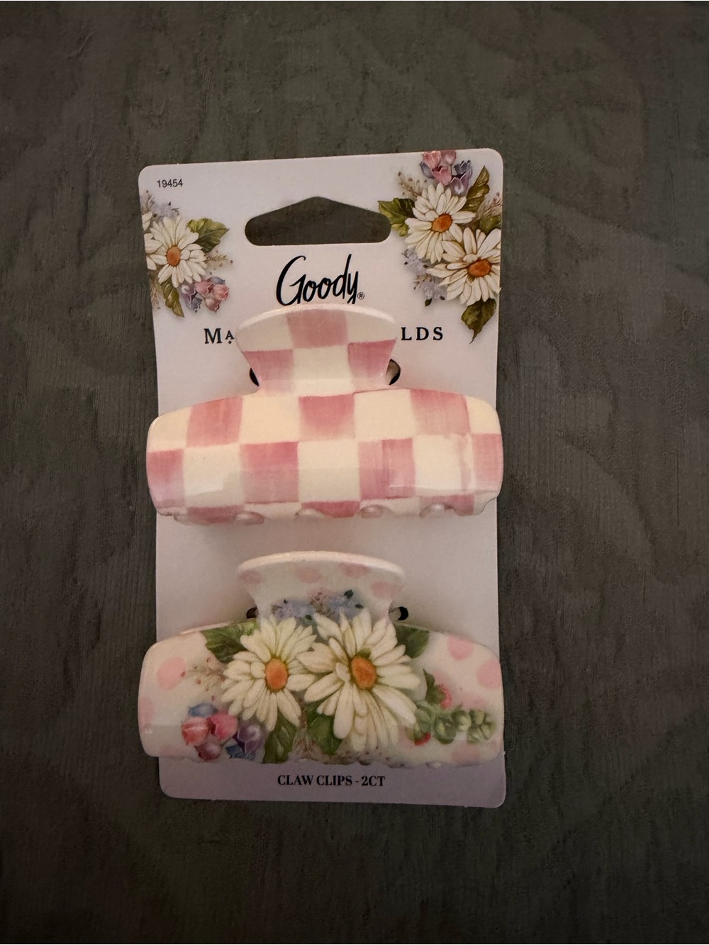 Goody Pink & White Floral Kids Hair Claw Clips - 2 Pack